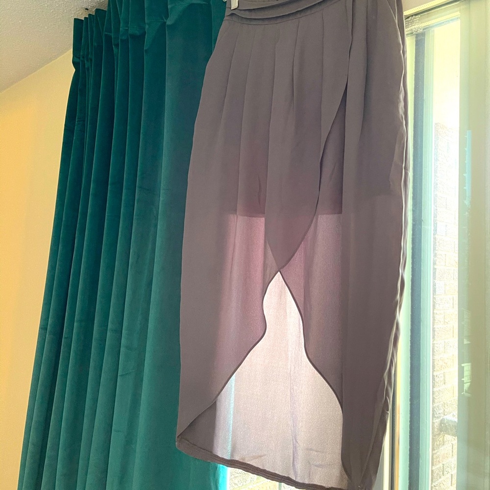 Open front high/low skirt